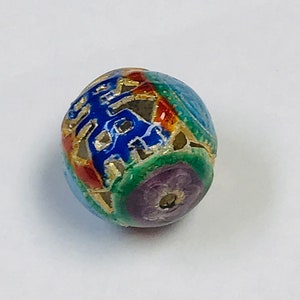 Enamel Beads RARE Mandarin Shou Longevity Vintage 15mm pkg1 clo1