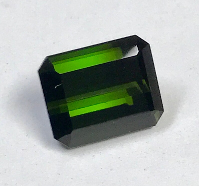 Vintage TOURMALINE Dark Green Faceted Loose Gem Emerald Cut 3.95 cts fg242