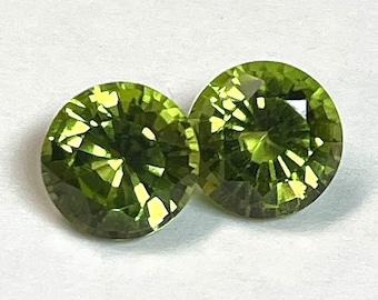 PERIDOT Pair Arizona Round Brilliant 7.0x5.0 mm TW 3.16 cts FG378ab