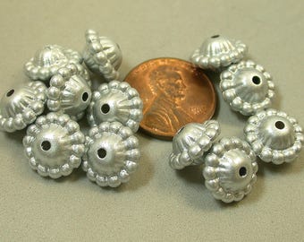 VINTAGE Lucite Beads Abacus SILVER Steampunk 12mm pkg 12 res349
