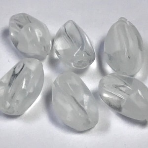 GIVRE Glass Beads German Clear White Oval Vintage 11.5mm pkg2 gl238