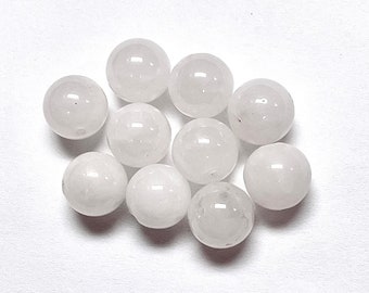 OPALITE GLASS beads Vintage milky white 10mm pkg10 gl74