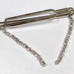 VINTAGE Tie Bar Plated with Sterling Silver Chain 2-1/4&quot; Pkg1 FIND11