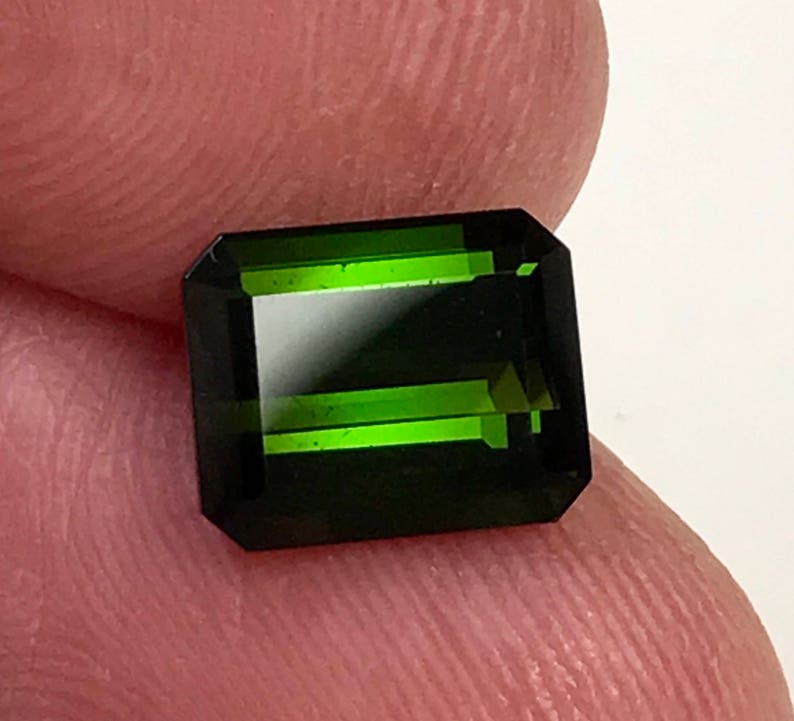 Vintage TOURMALINE Dark Green Faceted Loose Gem Emerald Cut 3.95 cts fg242