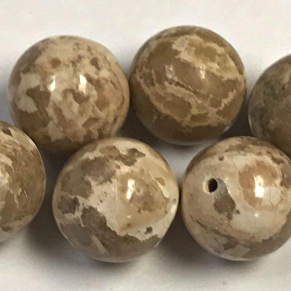 VINTAGE Limestone 'River Stone' Beads 12mm pkg6 rb108