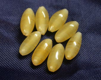 GLASS Yellow Rice Beads Japanese Oval 12.5mm pkg 8 gl90