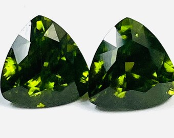 VESUVIANITE Faceted Loose Green Gemstone Trillions PAIR 5.37cts 9mm FG369