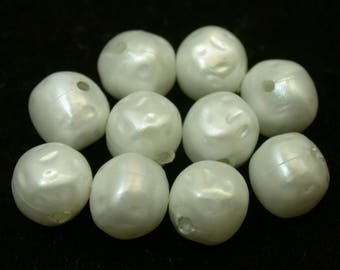 VINTAGE FAUX PEARL Japanese Beads White 10mm pkg10 res228