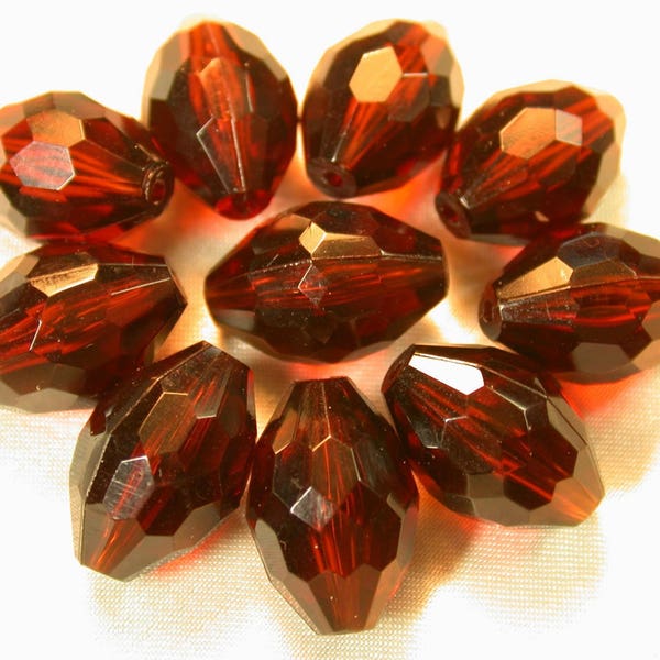 Lucite Beads AMBER FACETED Vintage Oval 6mm pkg10 res142