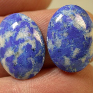 Lapis Lazuli CABOCHONS Matched Pair Chilean Denim 16.80 cts pkg 2 CAB11a