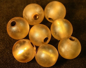 VINTAGE LUCITE Beads Orange Iridescent 10mm pkg10 res138