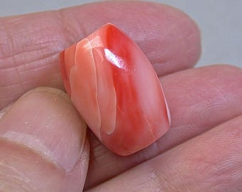 ANGEL SKIN CORAL Dark Pink Barrel Bead Vintage 19x13mm 5.9gms cor17