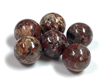 BRECCIATED JASPER Beads Vintage 10mm pkg6 rb70A