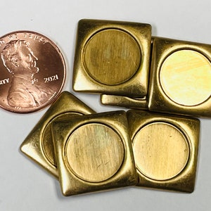 Vintage RECTANGULAR Estampados de Latón 13mm Bisel Ajuste de Piedra pkg6 m87