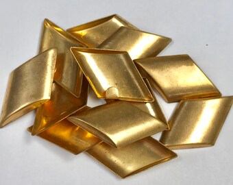 VINTAGE Brass RHOMB Shaped Stamping 32x17mm Pkg12 M158