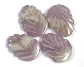 Cape AMETHYST Beads Vintage Carved STONE LEAVES 20x15mm pkg4 cb2