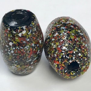 Antique VENETIAN GLASS Trade Beads Polychrome 22x15mm Pkg2 gl54a