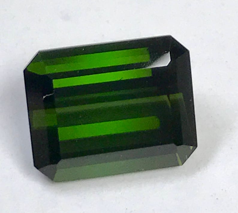 Vintage TOURMALINE Dark Green Faceted Loose Gem Emerald Cut 3.95 cts fg242