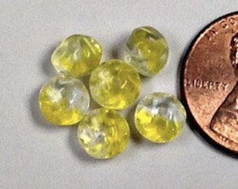 GERMAN GLASS Givre Beads Yellow Clear Abacus Shape Vintage 5x6mm pkg 6 gl294