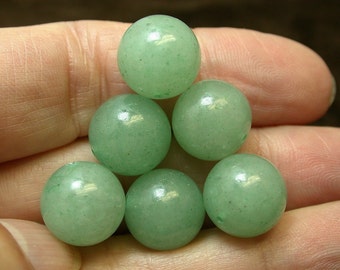 VINTAGE GREEN AVENTURINE Stone Beads 12mm pkg6 rb120