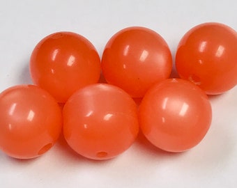 Vintage MOONGLOW CORAL Colored Beads 12mm pkg6 res457