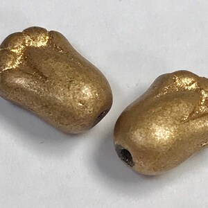 Glass GOLD FLOWER Beads Vintage German 11mm pkg2 gl856