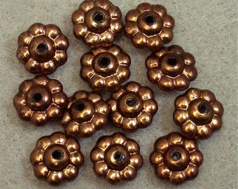 Lucite Beads COPPER ABACUS Ruffled 12mm pkg12 res407