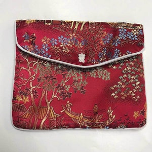 Vintage SILK PURSES Chinese Brocade Jewelry Pouches 5x6 pkg4 PURSE1 image 4