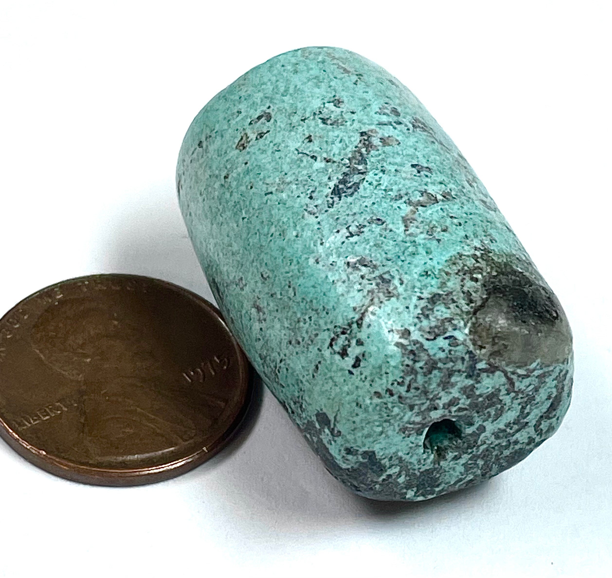 ターコイズ シリンダービーズ チベットヴィンテージ 30 x 19 mm pkg1