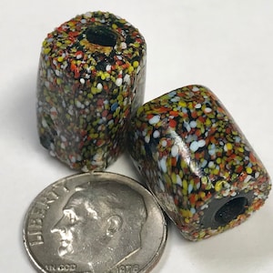Antique VENETIAN GLASS Trade Beads Polychrome 17x13mm Pkg2 gl54d
