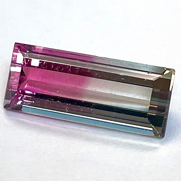 TOURMALINE California Faceted Gemstone BICOLOR Pink Green 3.85cts fg389