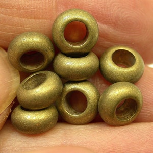 Vintage BRASS Beads BRUSHED Cylinder Spacer 8mm pkg8 m61