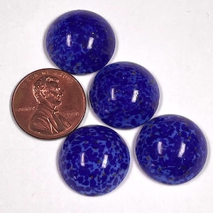 FAUX Lapis Acrylic Cabochons Italian Vintage BLUE New Old Stock 18x7mm round pkg4 res497