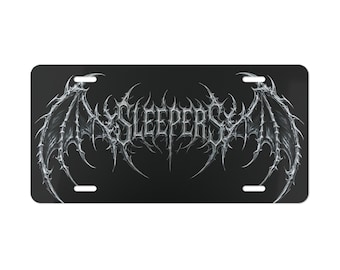 Placa de metal con logotipo gótico alado de SLEEPER