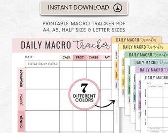 Daily Macro Tracker IIFYM Weight Loss Journal Nutrition Calculator Calorie Tracker Macro Meal Planner Food Diary