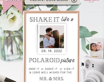 Polaroid gastenboek bruiloft teken | Schud het als een polaroidfoto | Foto gastenboek teken minimalistisch