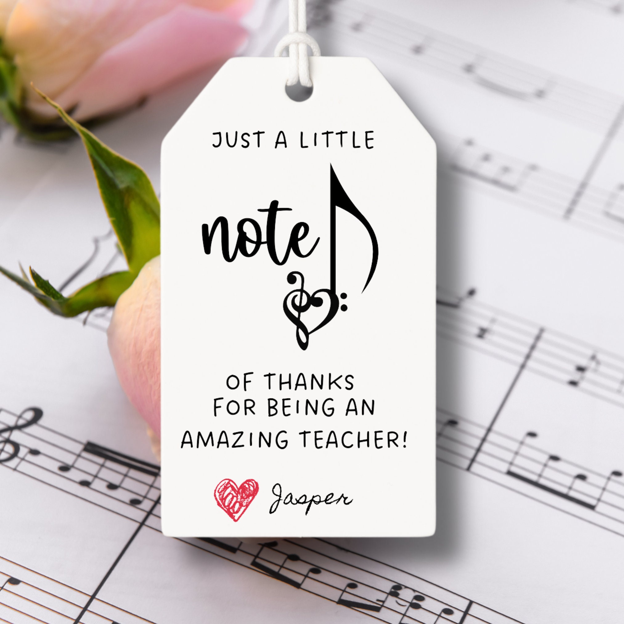 Music Teacher Gift Tag Teacher Appreciation Printable Thank You