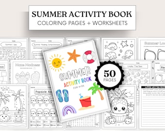 Kinder Sommer Aktivität Buch Malseite Aktivität Pack Kinder Arbeitsblätter Beschäftigt Buch Druckbare PDF-Download