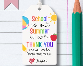 Last Day of School Gift Teacher Appreciation Thank You Gift End of School Gift Tag Teacher Printable Canva Template