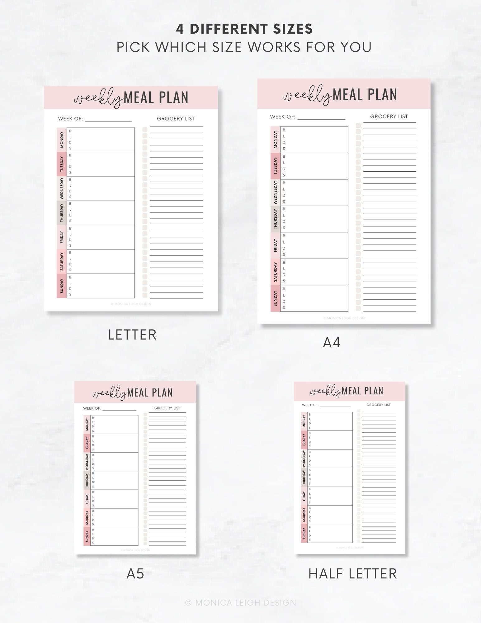 Meal Planner Weekly Grocery List Printable Meal Plan Digital Template ...