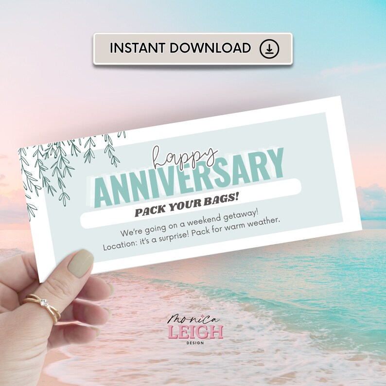 Weekend Getaway Gift Certificate Anniversary Gift Coupon Template ...