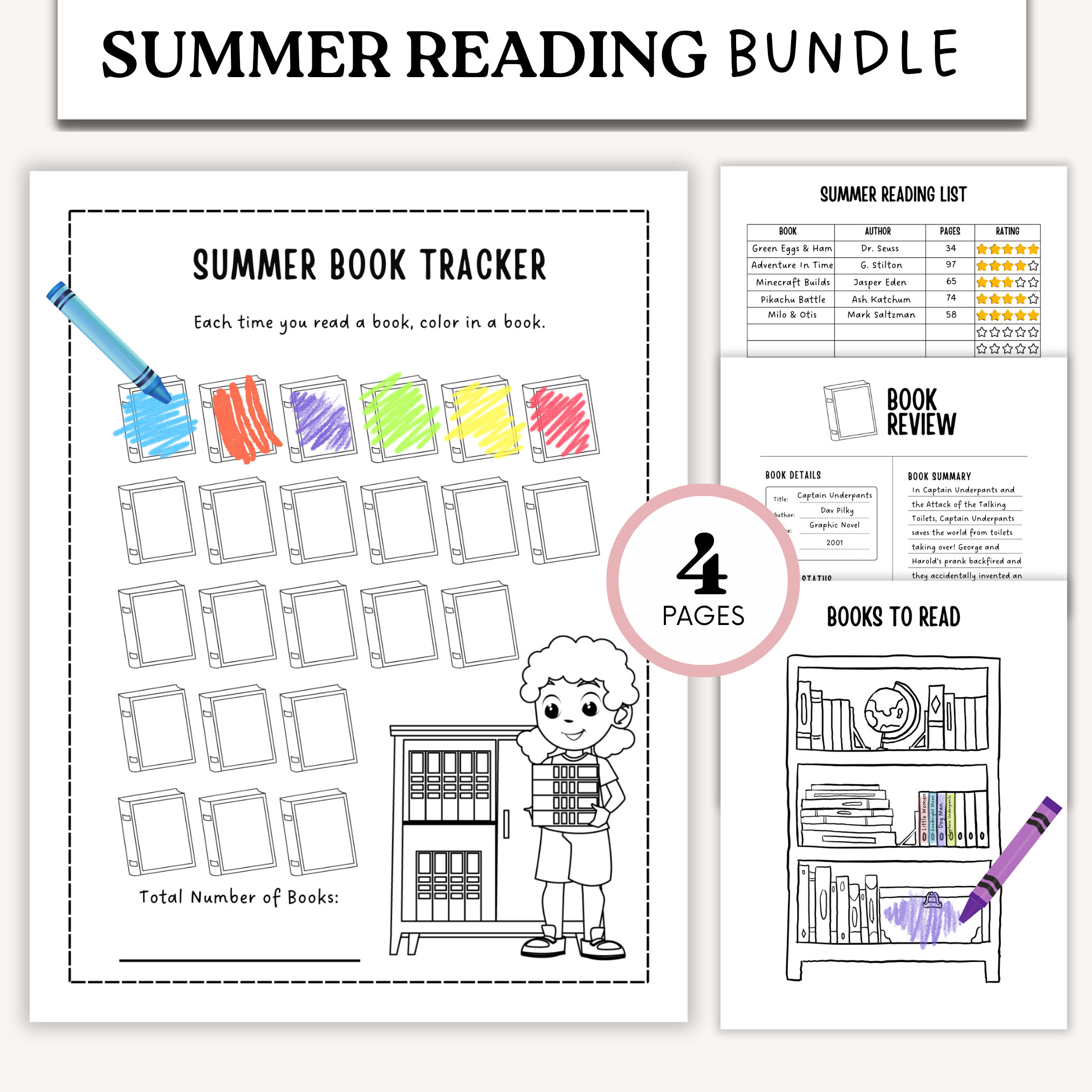 Kids Summer Reading Coloring Chart Printable Reading Log Kids Summer ...