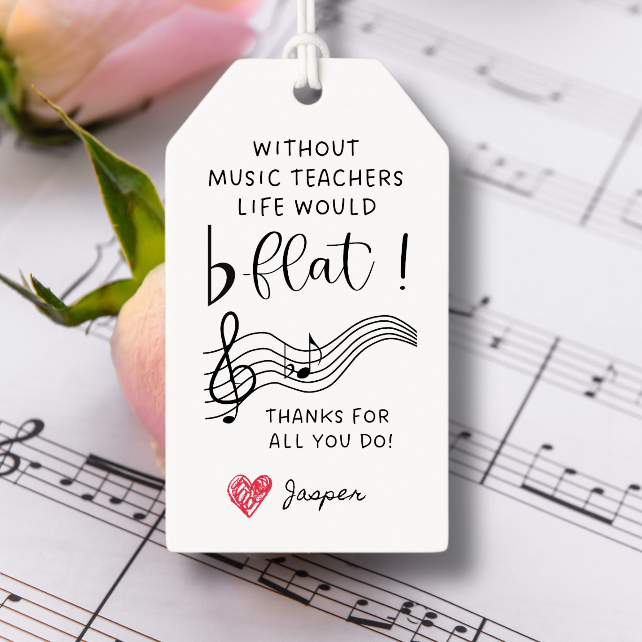 Piano Teacher Thank You Tag Music Teacher Appreciation Gift Tag