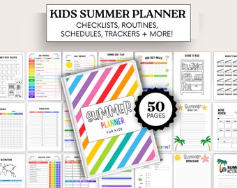 Barnens sommarplanerare 2025 Sommarens bucketlist Sommarschema Sommarchecklista Barnens sysslor Utskrivbar PDF Digital nedladdning