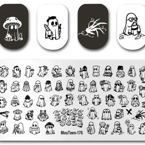 Halloween Ghost Nail Stamping Template Plate Manicure Polish Designs