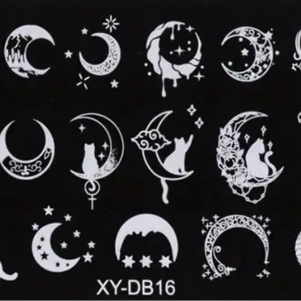 Lunar Cat Nail Stamping Template Plate Manicure Polish Designs