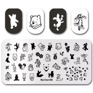 Winnie the Pooh Bear Nail Stamping Template Plate Manicure Polish Designs