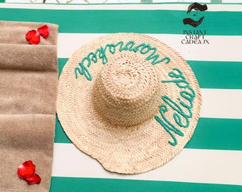 Personalized Bride Sun Hat, Sun Hat Vacation for Bachelorette, custom straw hats for women, beach hat, Bachelorette Party Hats