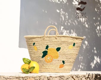 Personalized lemon straw bag, lemon bachelorette, lemon wedding tote, citrus bag, lemon gift bag, bachelorette welcome favor bag, summer bag