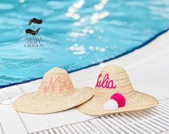 Bachelorette Party Hats, Personalized Bride Sun Hat, Sun Hat Vacation for Bachelorette, custom straw hats for women, beach hat